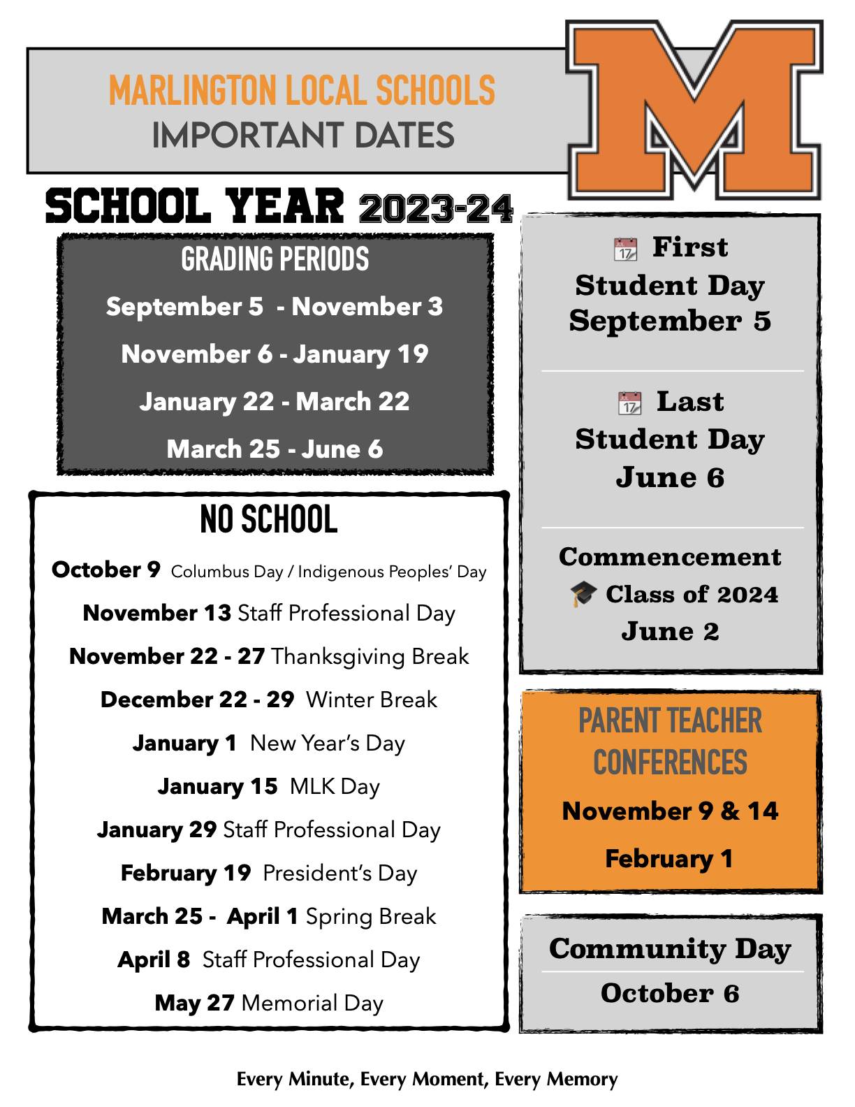 Marlington Local School District Important Dates