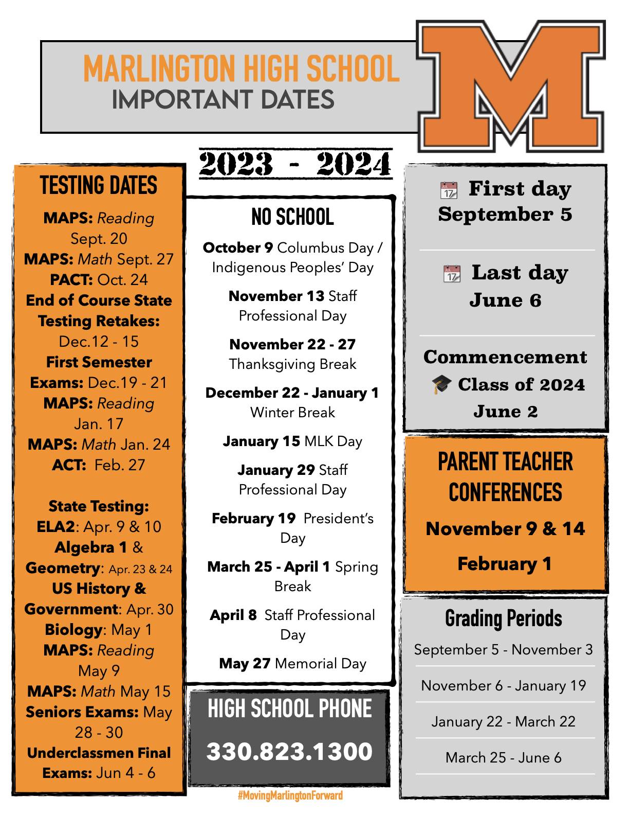 MHS Important Dates 2023-24